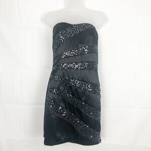 BCX Strapless Sequin Embellished Mini Black Dress